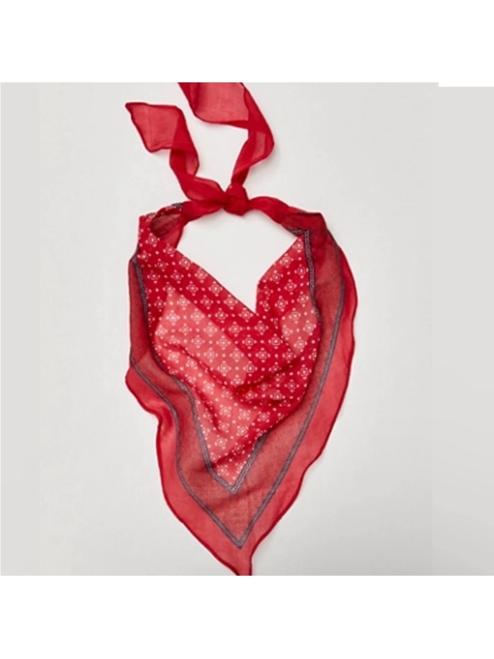 Free People Red Printed Bandana Headscarf and Navy Headscarf set of Two - Picture 2 of 7